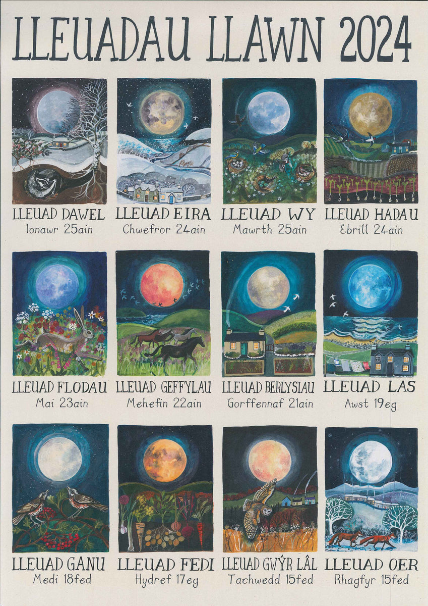 'Full Moons 2024' Poster by Lizzie Spikes National Library of Wales
