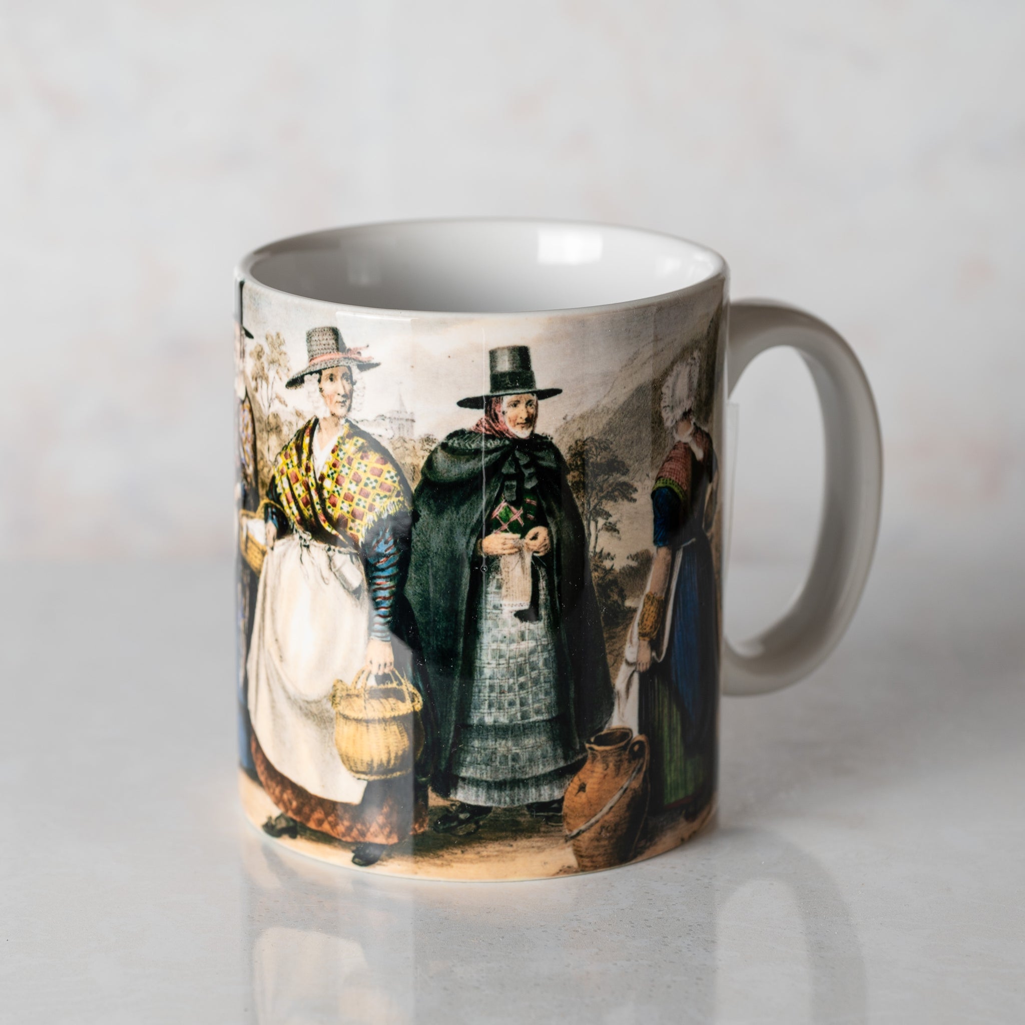 Ceramic mug 'Welsh Costumes' by John Cambrian Rowland