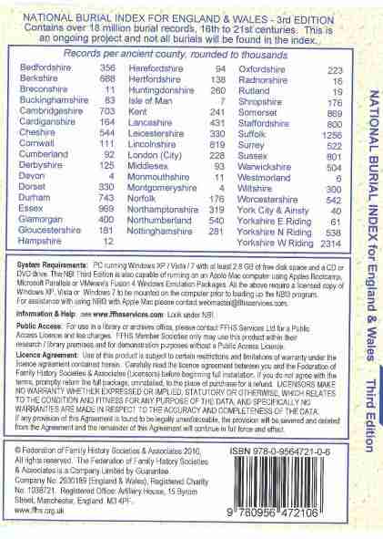 National Burial Index for England & Wales 3rd Edition