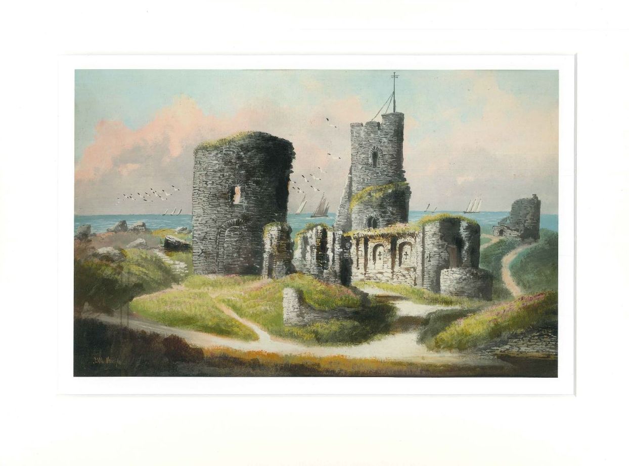 Aberystwyth Castle - Alfed Worthington Print mewn mownt