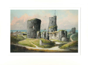 Aberystwyth Castle - Alfed Worthington Print mewn mownt