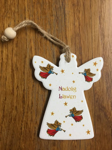 Ceramic Christmas Decoration - 'Angels with Stars'