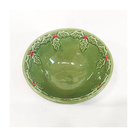 Bowlen Crochenwaith ‘Celyn Nadolig’