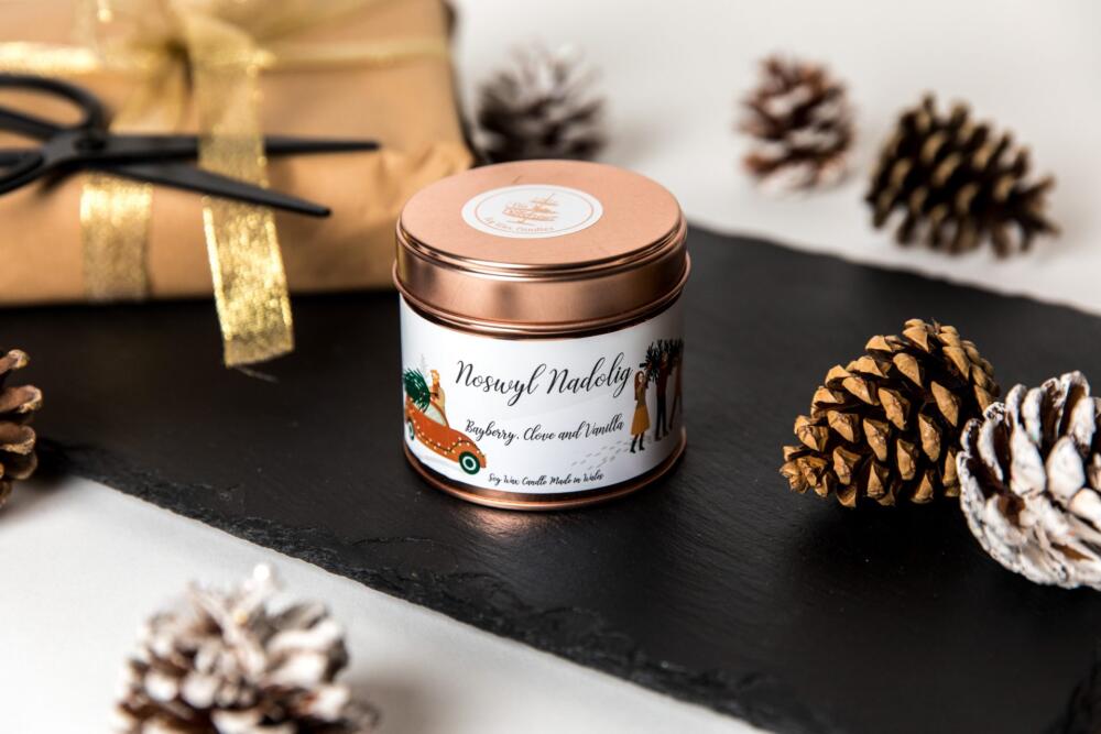 Cannwyll Nadolig mewn tun - 'Noswyl Nadolig'