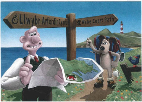 Greetings Card - Wallace and Gromit's grand day out... on the Wales Coast Path
