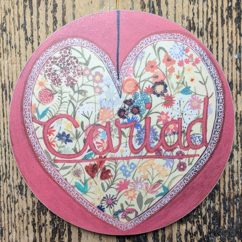 'Cariad' - Round Coaster by Lizzie Spikes