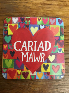 'Cariad Mawr' Square Coaster by Lizzie Spikes