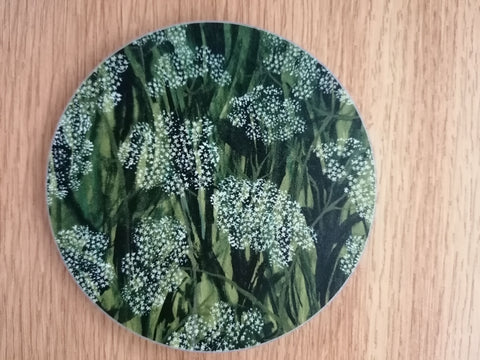 'Cow Parsley' round coaster by Lizzie Spikes