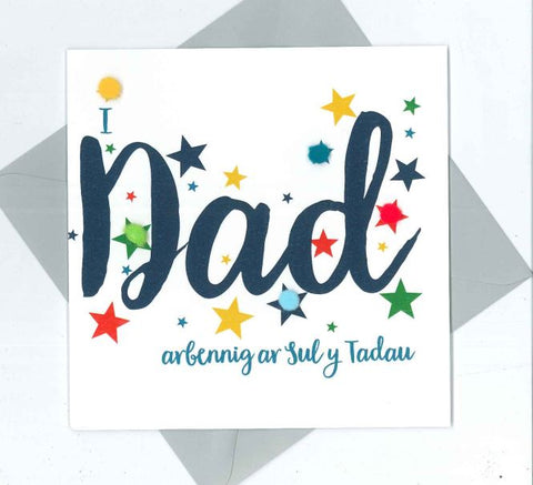 Father's Day greetings card - 'Pom Poms and Stars' Design