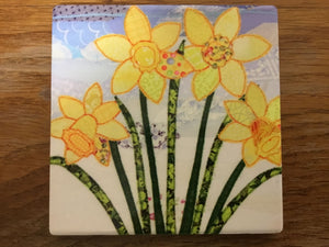 Square Ceramic coaster 'Daffodils' by Josie Russell