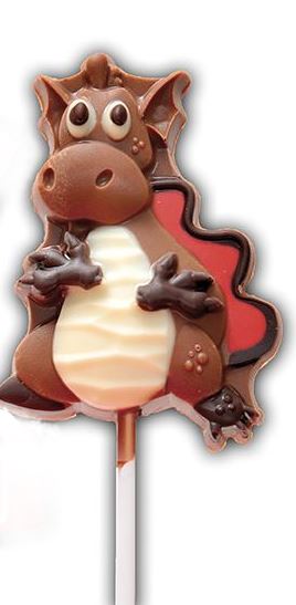 Lolipop siocled addurnedig 'Jones the Dragon'