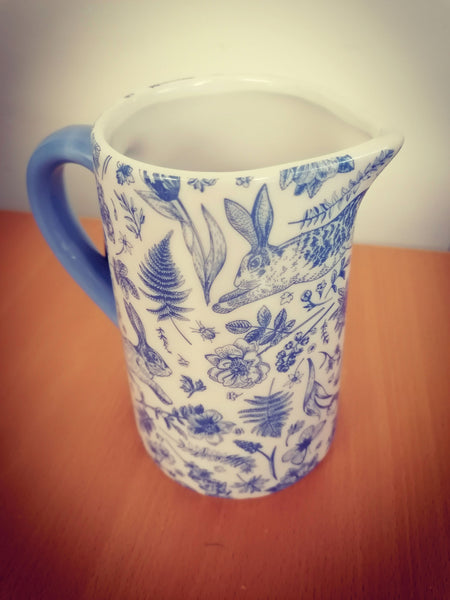 'Blue Hare and Floral' Jug - Large
