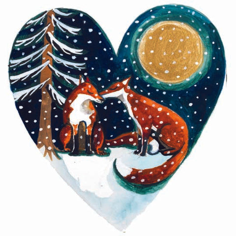 'Kissing Foxes' Christmas Cards by Lizzie Spikes