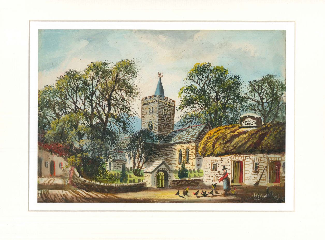 Llanbadarn Fawr Church - Alfred Worthington Print mewn mownt