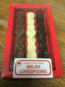 'Llwyau caru Cymreig' siocled moethus