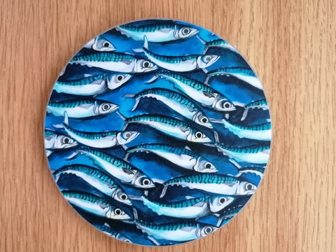 'Mackerel' round coaster by Lizzie Spikes