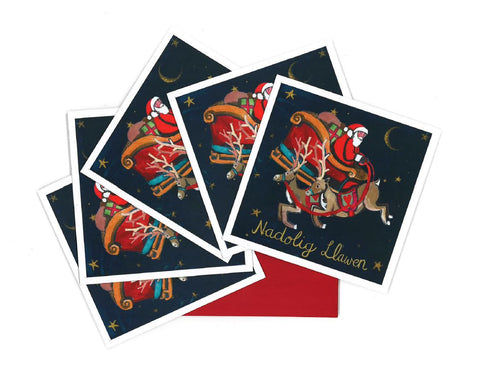 'Nadolig Llawen Santa' Christmas Cards by Lizzie Spikes