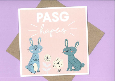 Easter Greetings card - 'Two Bunnies' Design