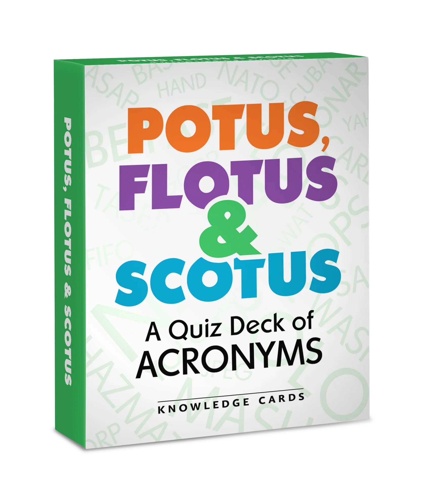 Cardiau gwybodaeth 'Potus, Flotus & Scotus: A Quiz Deck of Acronyms'