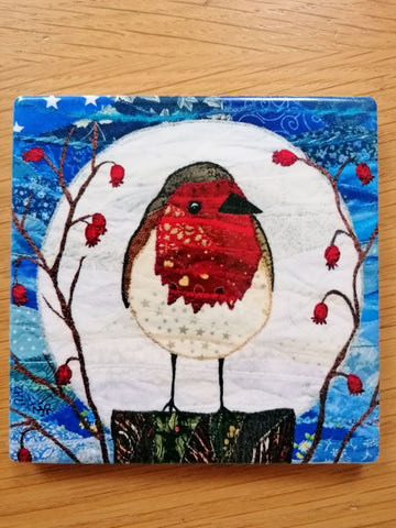 Ceramic coaster 'Red Robin' by Josie Russell
