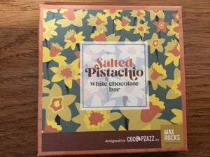 Coco Pzazz Salted Pistachio White chocolate bar - 'Daffodils'