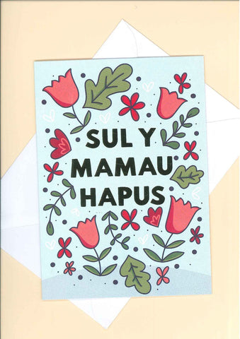 Sul y Mamau (Mother's Day) greetings card - 'Red Tulips' Design