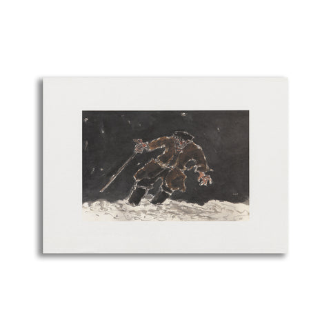 Kyffin Williams - Unmounted Print - Farmer in the Snow|Kyffin Williams - Print heb eu mowntio - Farmer in the Snow - National Library of Wales Online Shop / Siop Arlein Llyfrgell Genedlaethol Cymru