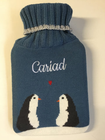 'Cariad - Penguins' Hot Water Bottle