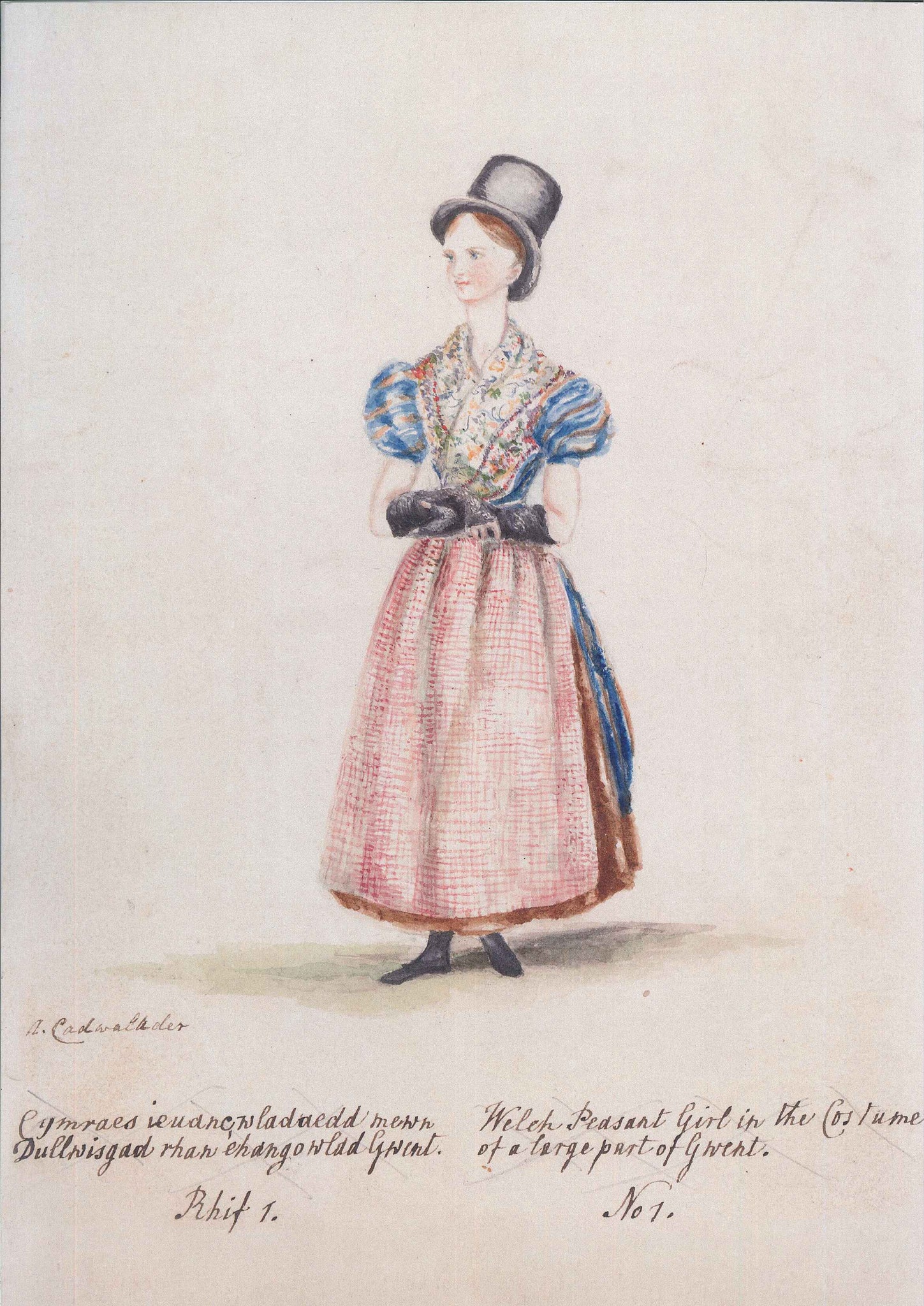 'Lady Llanover:  Cambrian Costumes No. 1' - Unmounted Print
