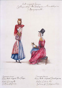 Print heb mownt 'Dull-Wisgoedd Cymru Lady Llanover, 1834 Bro Gŵyr a Cheredigion