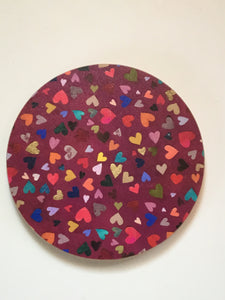 'Hearts' round coaster by Lizzie Spikes