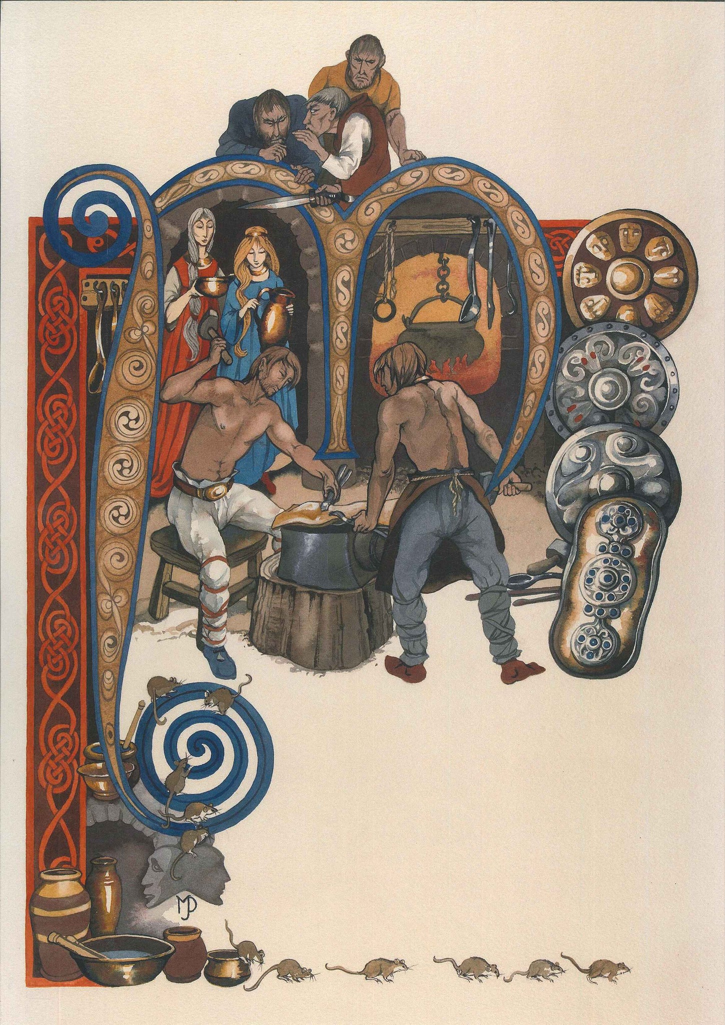 Mabinogion:  'Manawydan son of Llŷr / Manawydan fab Llŷr' - Unmounted Print