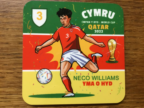 'Cymru World Cup Qatar 2022' Coaster - Neco Williams