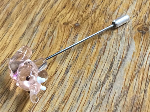 Handmade Glass Lapel Pin - 'Pink Elephant'