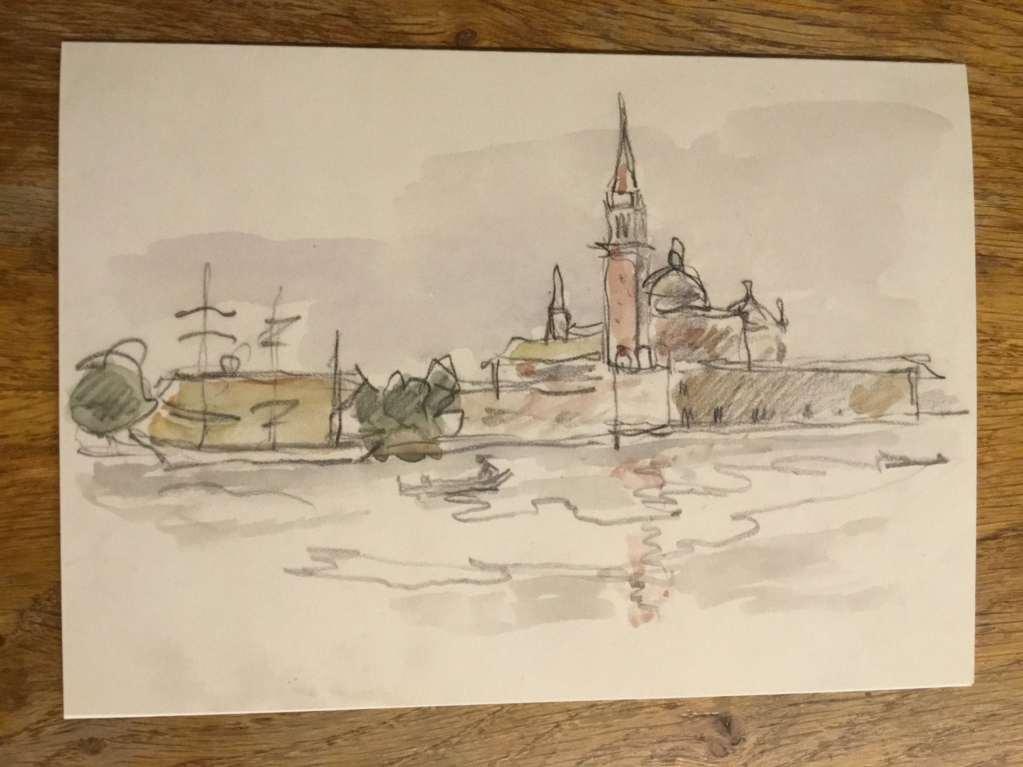 Cerdyn Cyfarch 'Saint Mark's Square from the Lagoon' gan Syr Kyffin Williams