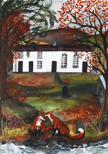 'Foxes at Soar y Mynydd' Unmounted A4 Print by Lizzie Spikes
