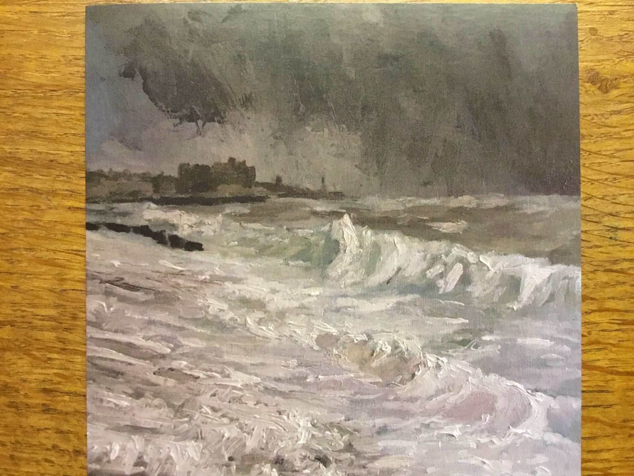 Greetings Card by Averil Rees 'North Beach Aberystwyth- Stormy'