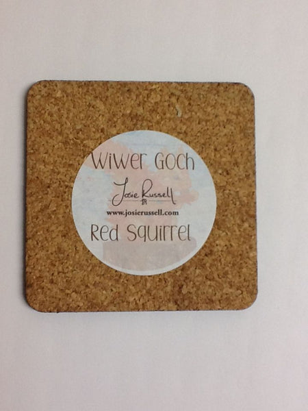 Cork-backed coaster 'Red Squirrel' by Josie Russell