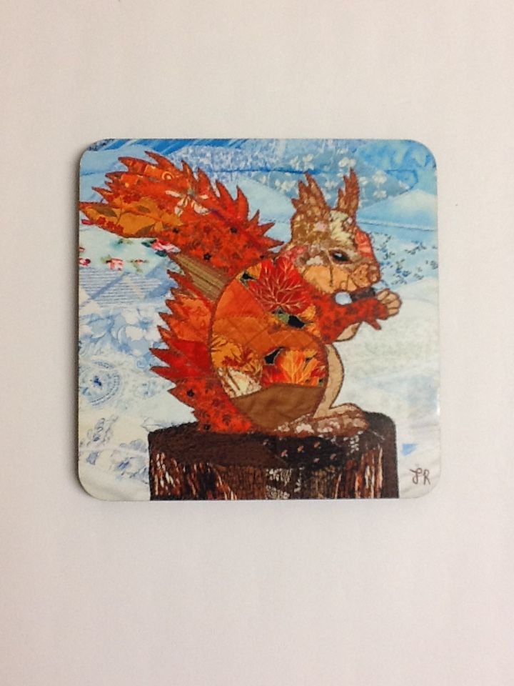 Cork-backed coaster 'Red Squirrel' by Josie Russell