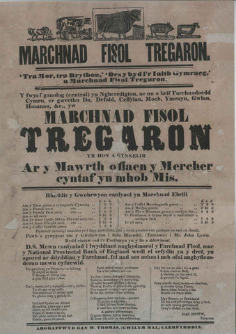'Poster of Tregaron Monthly Market c. 1872' - Unmounted Print