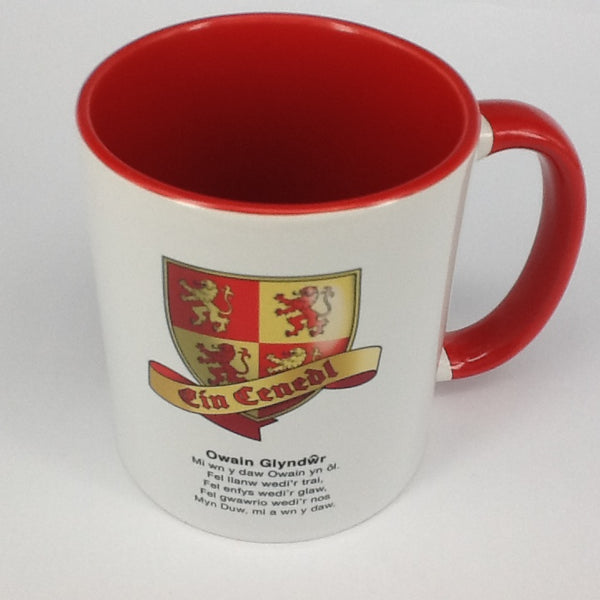 'Owain Glyndŵr' Mug (red rim)