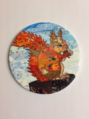 Round Ceramic coaster 'Red Squirrel' by Josie Russell