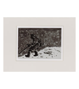 Farmer with stick in a snowstorm [between 1980 and 2006] - Sir Kyffin Williams Print