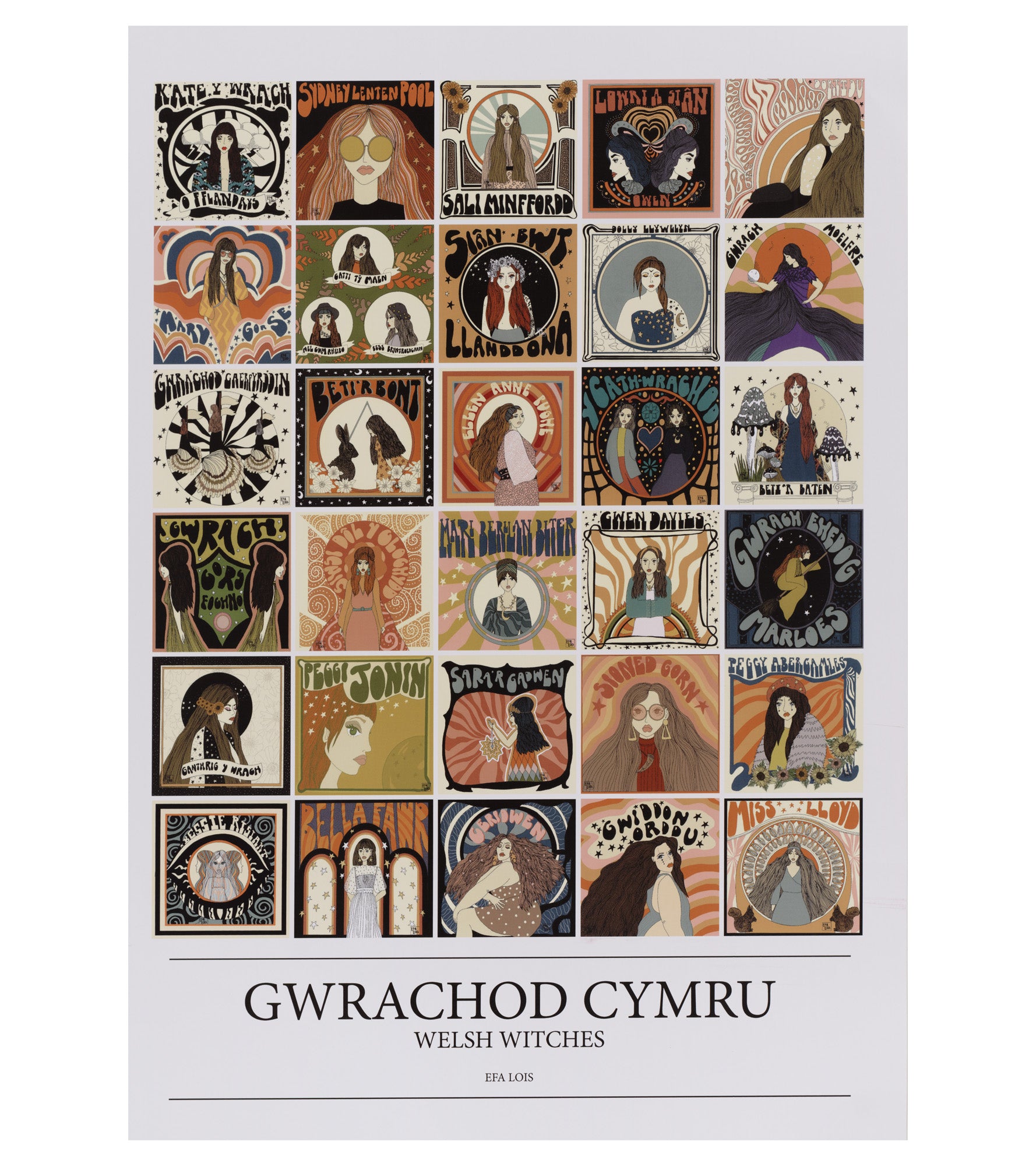 'Gwrachod Cymru' (Welsh Witches) Poster by Efa Lois