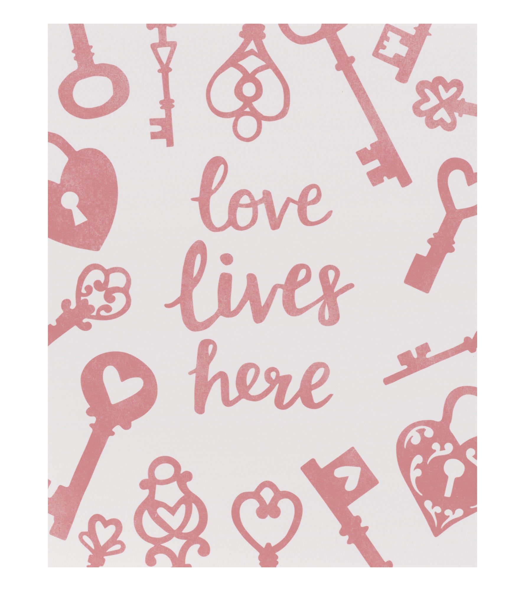 'Love Lives Here' unframed A4 print by Megan Tucker - Pink