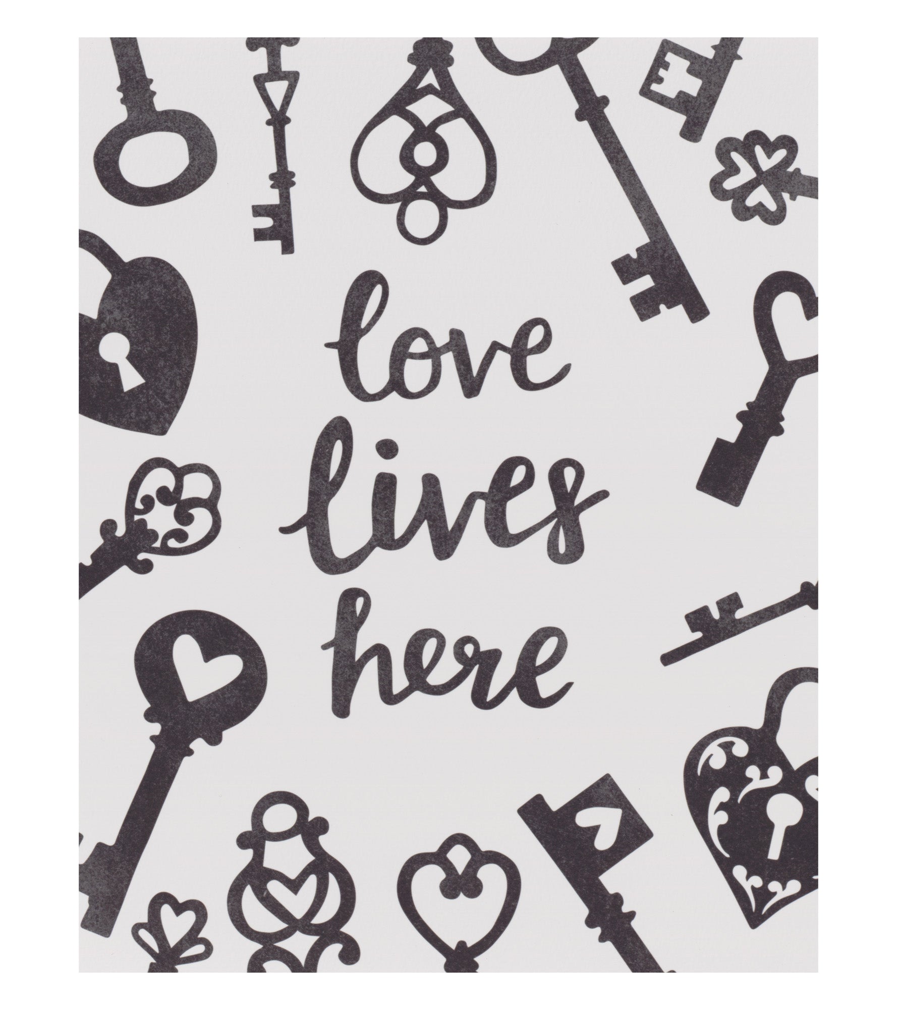 'Love Lives Here' unframed A4 print by Megan Tucker - Black