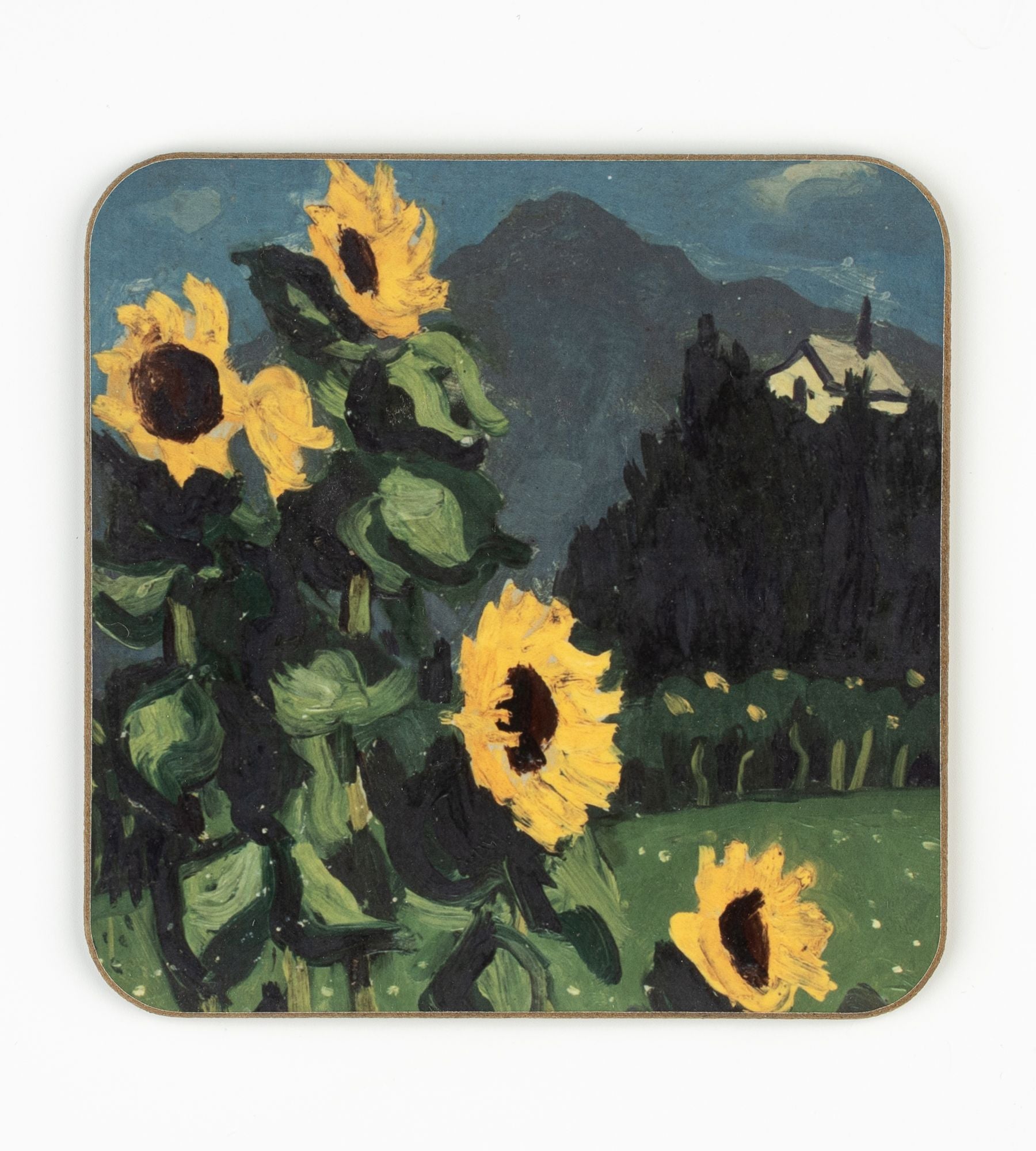 Sunflowers with mountains beyond - Syr Kyffin Williams Mat Diod