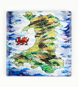 Ceramic coaster 'Map of Wales' by Josie Russell