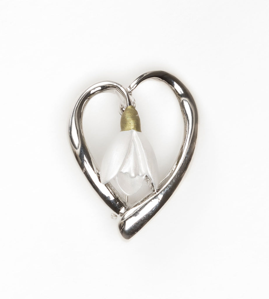 Enamel snowdrop in heart brooch National Library of Wales Online