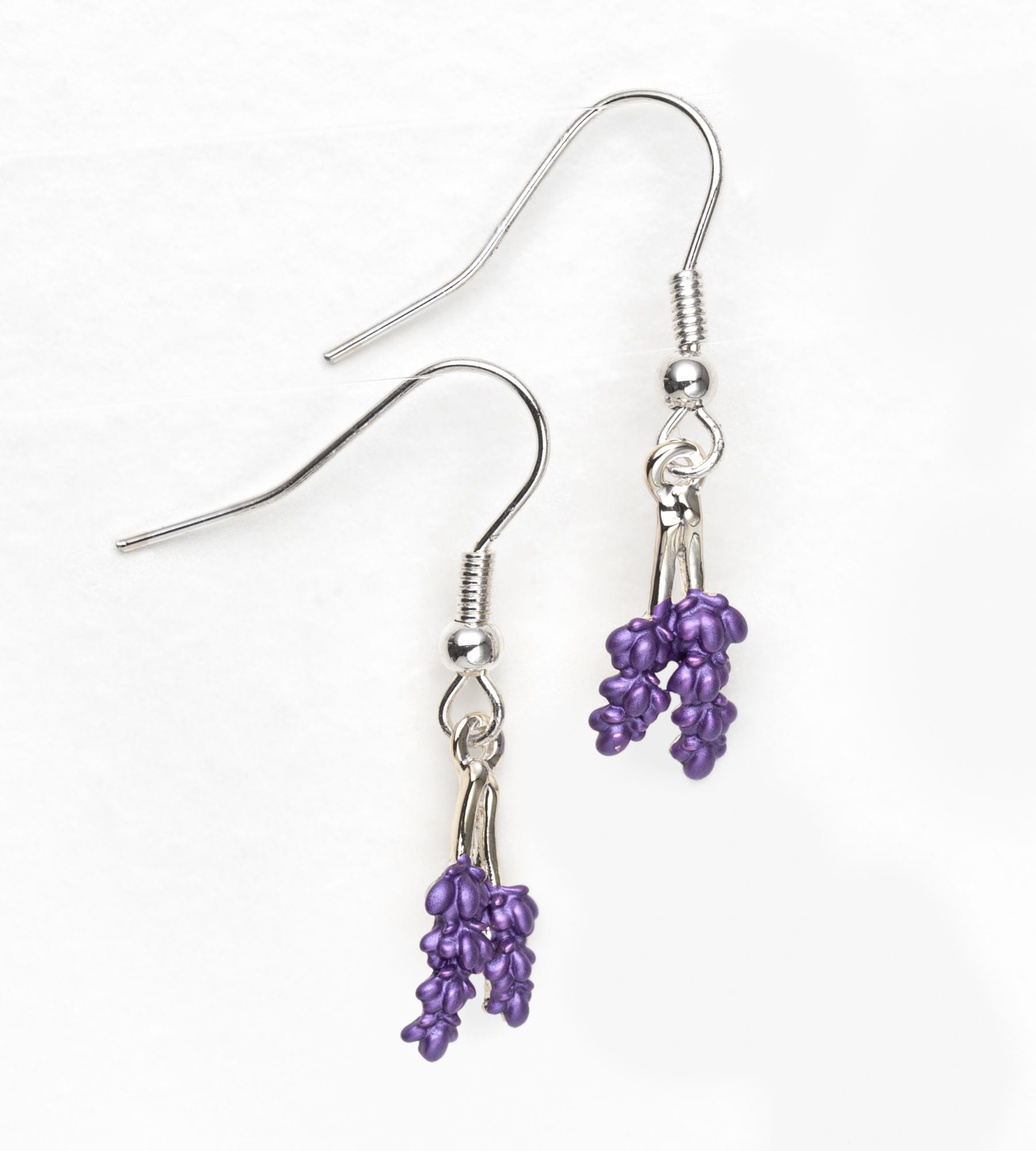 Enamel lavender drop earrings (for pierced ears)